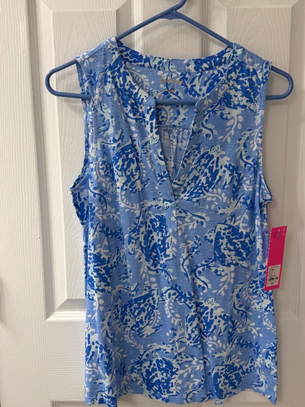 NWT Lilly Pulitzer Blue White Print Sleeveless Top M